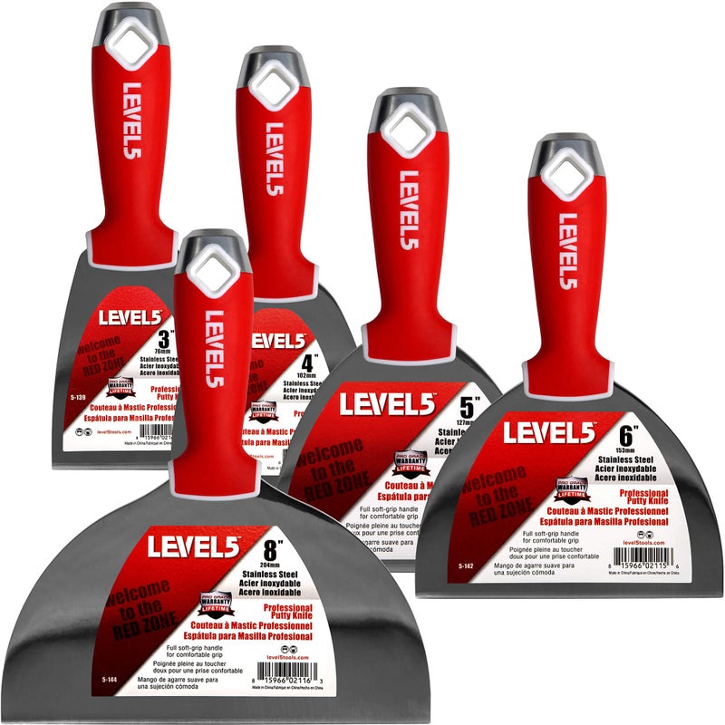 Level-5 Joint Knife Set, Stainless Steel - LEVEL5 | Pro-Grade | Sheetrock Gyprock Drywall Plasterboard | 5-602 - Image 1